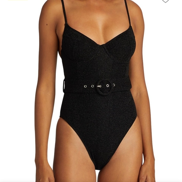 Jonathan Simkhai Other - Jonathan Simkhai Noa Belted Bustier Swimsuit in Black Metallic